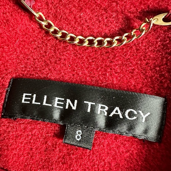 Ellen Tracy Wool Red Coat Size 8 - Picture 4 of 6